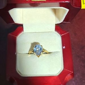 Gold and Blue Gemstone Women's Ring